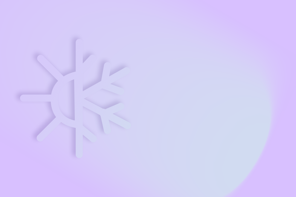 CONTROL4 NRG: your ideal climate in every room.  Illustration du symbole chaud/froid sur un fond bleu clair/violet.