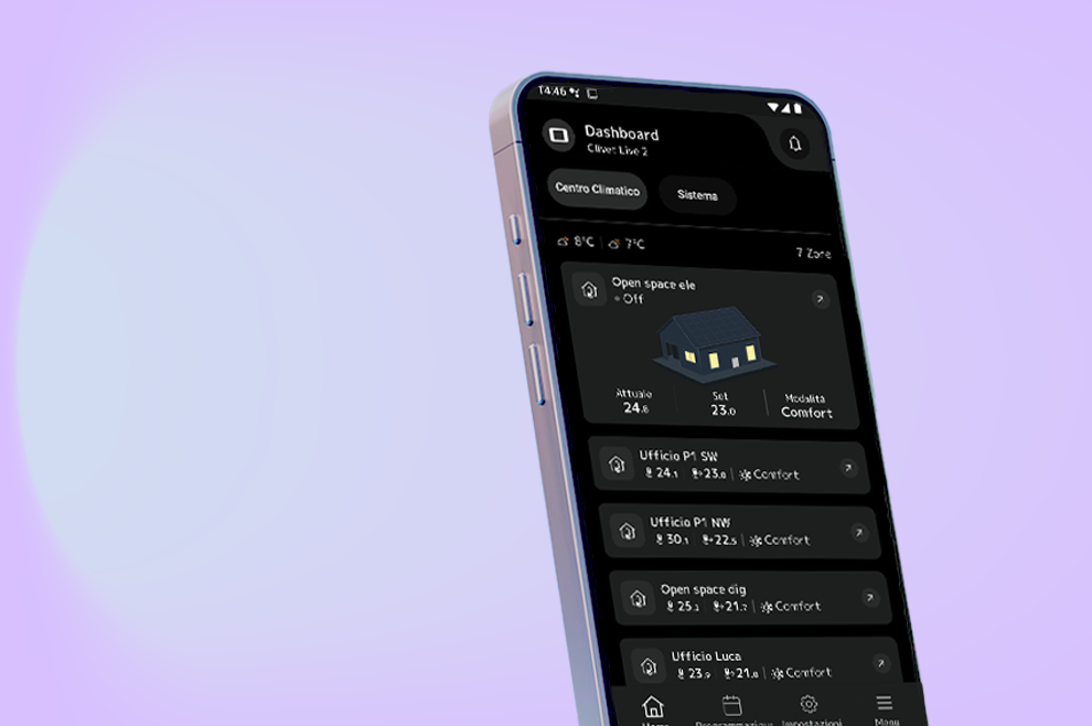 CONTROL4 NRG by Clivet: as simple as a click. Picture phone with Clivet Eye app.